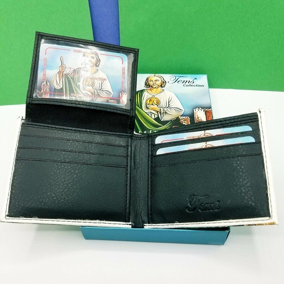 Mens wallet SAN JUDAS TADEO st jude bi-fold LEATHER wallet CARTERA Handcrafted - Picture 5 of 7
